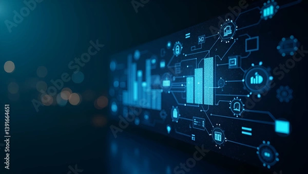 Fototapeta Elegant digital visualization portraying tech disruption in finance through advanced fintech integration revolutionary digital banking and comprehensive data analytics for strategic market impact in  