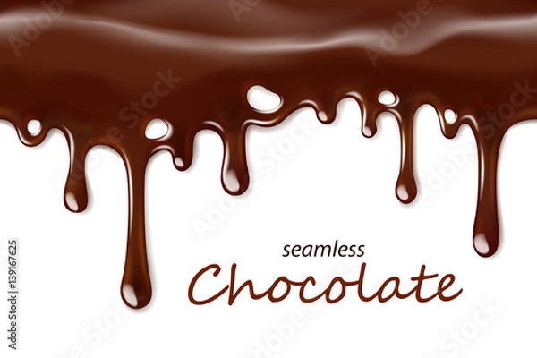 Fototapeta Seamless dripping chocolate repeatable isolated on white