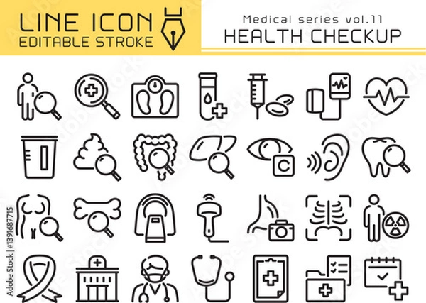 Obraz ラインアイコン　医療シリーズvol.11　健康診断・人間ドック