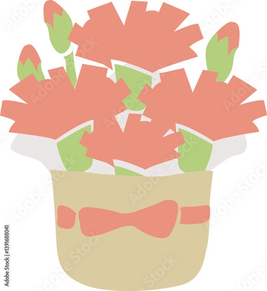 Fototapeta カーネーションの鉢植えイラスト	
