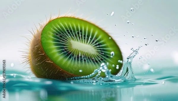 Obraz Kiwi fruit with a water droplets on a white background
