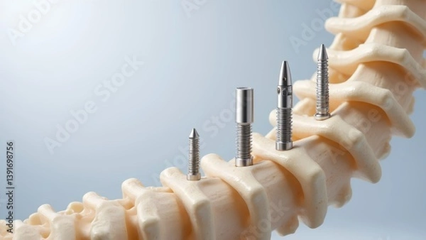 Obraz Medical Implants and Spinal Anatomy with Surgical Tools Displayed