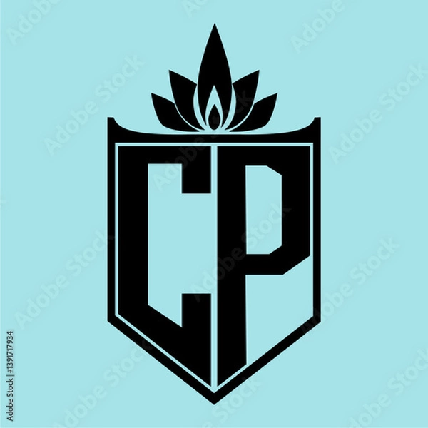 Obraz CP Logo with Elegant Crown Symbol and Shield