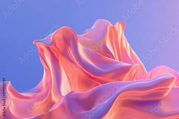 Fototapeta Colorful fabric flows elegantly against a soft pastel backdrop in a modern artistic display