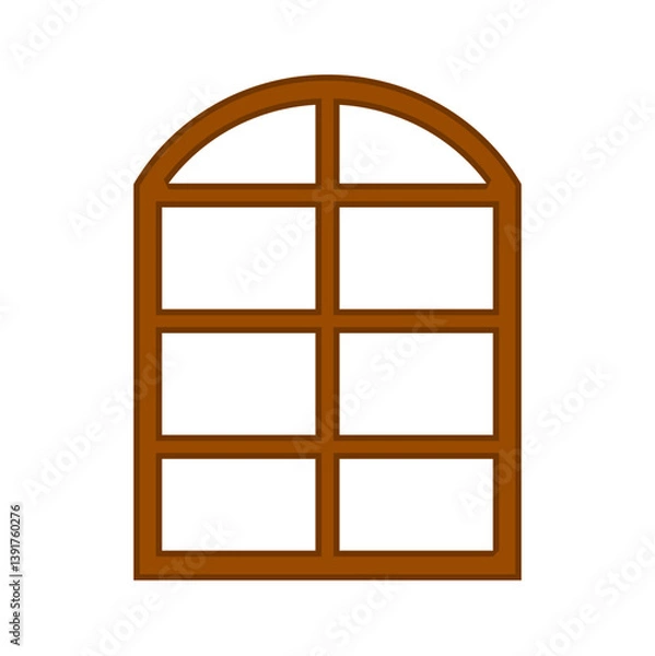 Fototapeta Window frame cartoon. Wooden window frame design. Vector illustration.