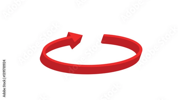 Obraz 立体的な赤い回転矢印ベクターイラスト