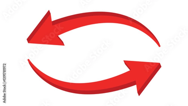 Fototapeta 立体的な赤矢印横向きベクターイラスト
