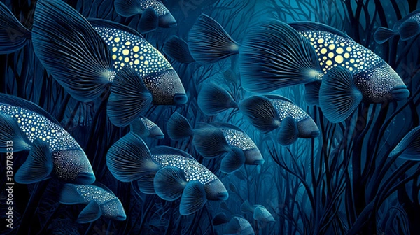 Obraz Deep Sea Fish Schooling