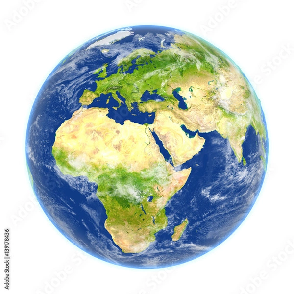 Obraz EMEA region on Earth isolated on white