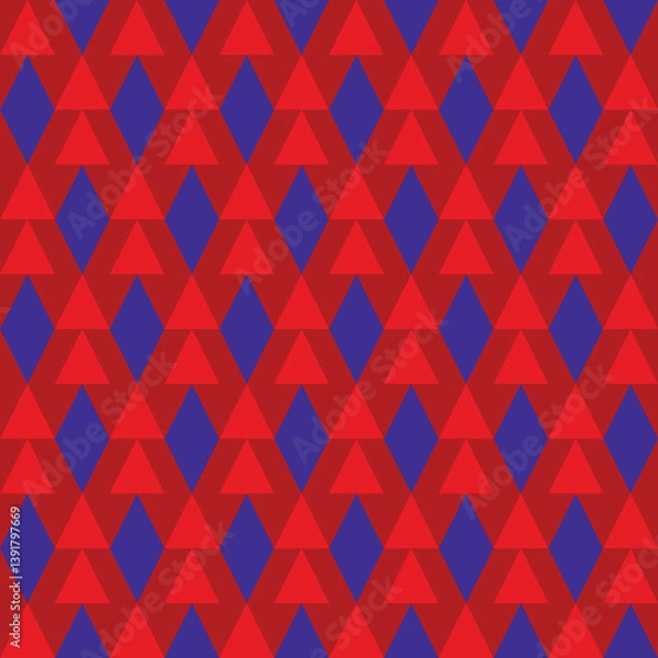 Fototapeta Seamless pattern with red and blue triangles. Vector illustration.