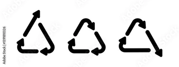 Fototapeta Upcycle, recycle and downcycle icons isolated on white background. Waste processing concept. Set of eco style symbols. Sustainability signs. Vector graphic illustration. 