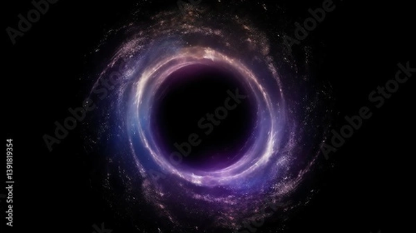 Fototapeta Abstract cosmic black hole with glowing nebula and swirling galaxies effect
