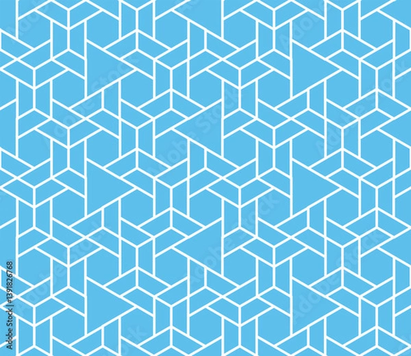 Fototapeta The geometric pattern with lines. Seamless vector background. White and blue texture. Graphic modern pattern. Simple lattice graphic design
