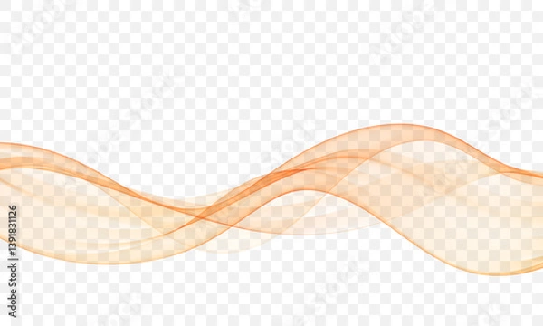 Fototapeta Abstract orange waves gracefully flowing on a transparent background, conveying energy and movement.