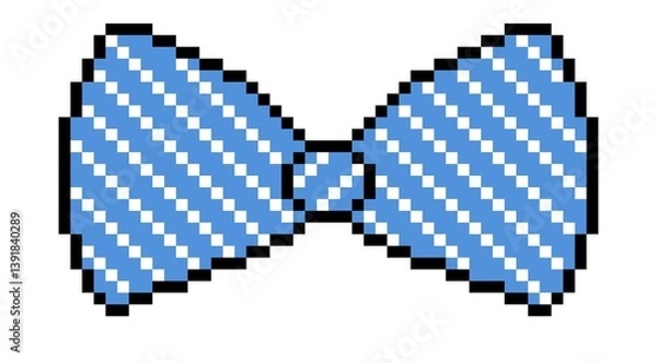 Obraz bow. bow tie. blue with white stripes, simple pixel art for embroidery, knitting and children's creativity