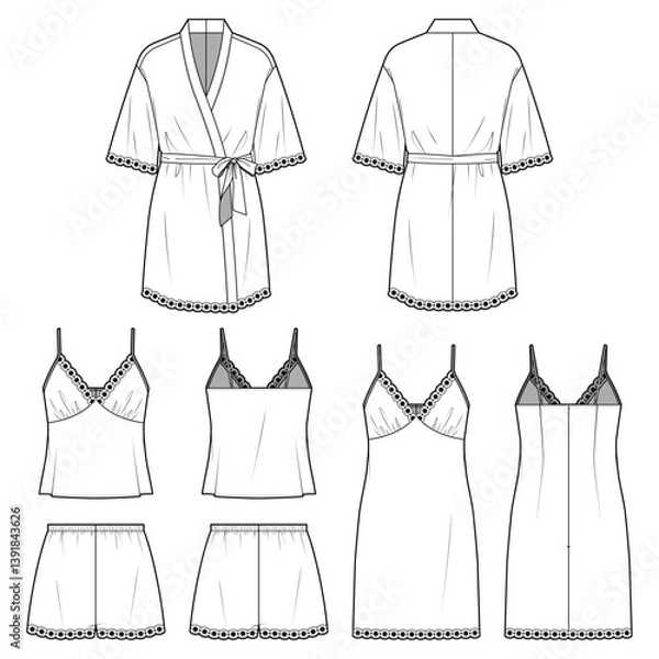 Obraz Lace Trim Pajama Set