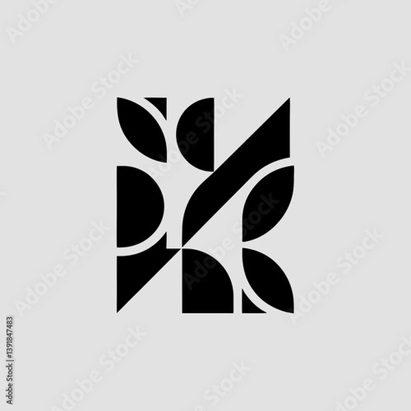Fototapeta Geometric shapes forming a square pattern in black and gray