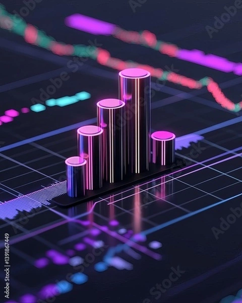 Fototapeta Stylish bar chart representing financial data with vibrant colors.