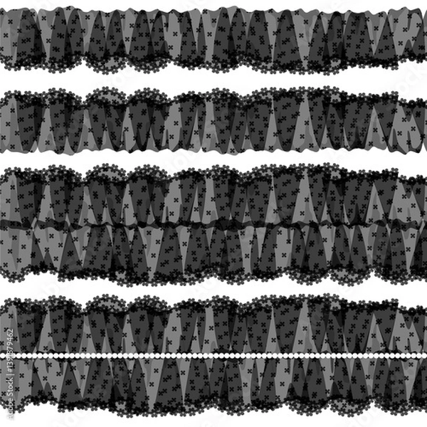 Obraz 黒い花柄チュールレースのパターン
