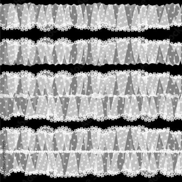 Obraz 白い花柄チュールレースのパターン
