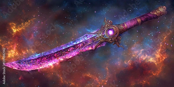 Fototapeta sword in space, ai generated.
