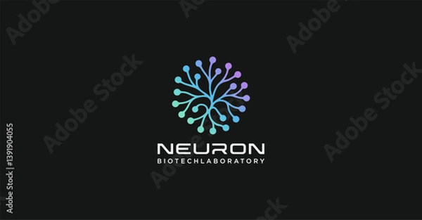 Obraz Circular nerve cell bio technology molecule logo