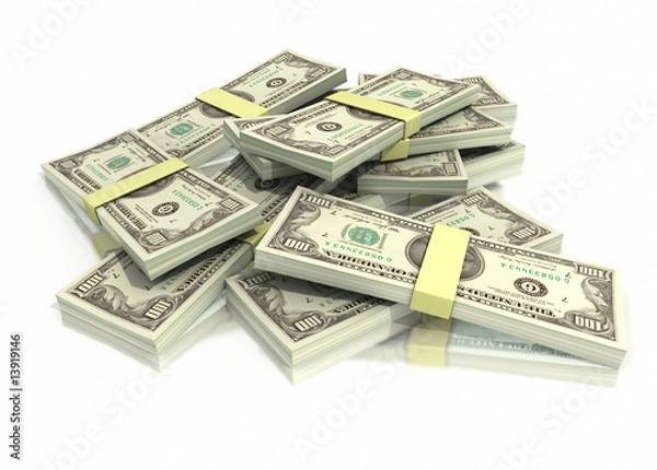 Obraz Pile of hundred dollar bill stacks