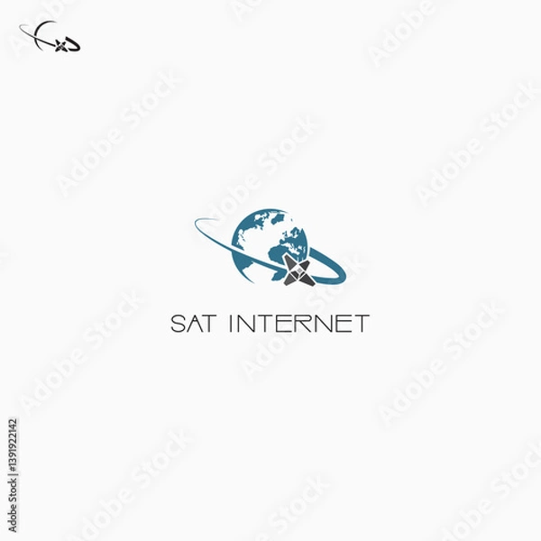 Fototapeta 
An illustration depicting a satellite above the Earth, in the form of a symbol and logo