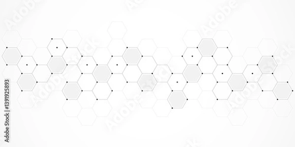 Fototapeta Hexagons pattern. Geometric abstract background with simple hexagonal elements. Creative idea for medical, technology or science design
