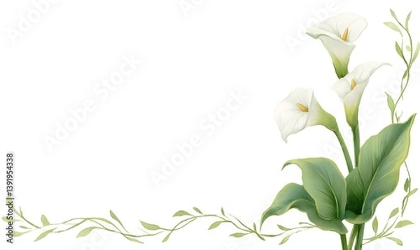 Obraz calla lily illustrated border, Generative AI