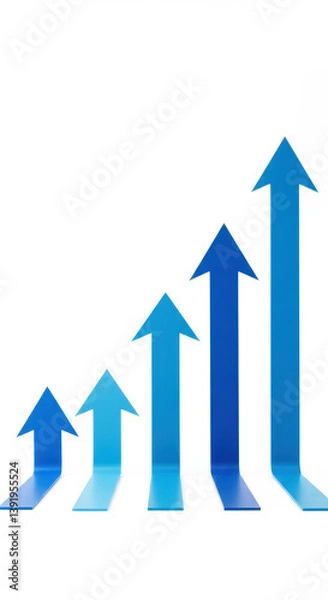 Fototapeta  Upward Trend: Blue Arrows Showing Growth, Success, and Positive Progress - Visual Data Chart for Business & Finance