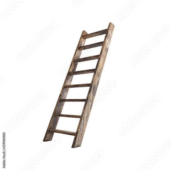 Obraz Rustic Wooden Ladder Isolated on Transparent background