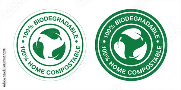 Fototapeta Biodegradable Home Compostable Round label icon For Product Label Green Standard Vector