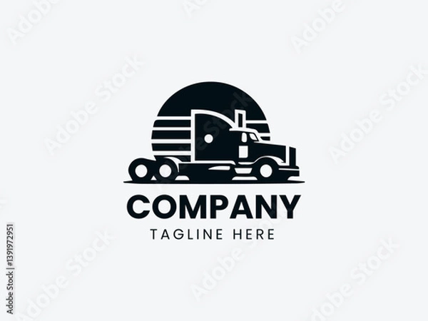 Fototapeta Semi-Truck Silhouettes Transportation Industry Vector Logo Design, Transportation Logo Semi-Truck Silhouettes