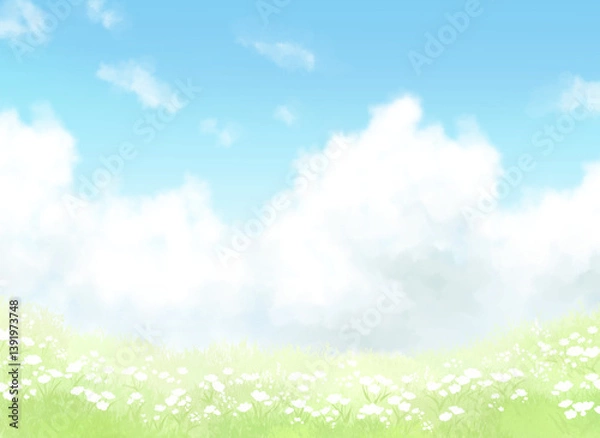 Obraz 花畑のある風景