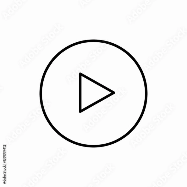 Fototapeta Play circle button icon vector sign