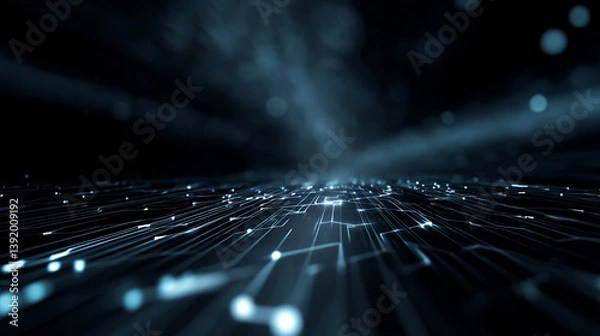 Fototapeta Abstract background that represents the limitless possibilities, Technological grid merging into a cosmic backgroundTechnological grid merging into a cosmic background