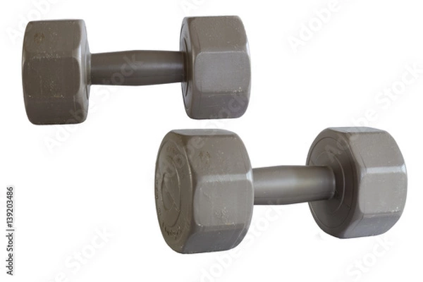 Obraz two old black dumbble ,isolated on white