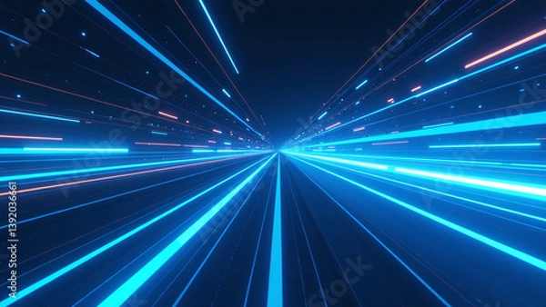 Fototapeta neon blue speed lines create trendy digital backdrop creative visual effects motion graphics modern futuristic