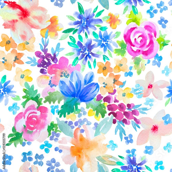 Obraz Watercolor floral botanical seamless pattern. Good for printing 