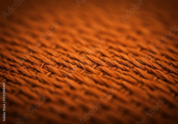 Fototapeta Close-up Abstract of Orange Woven Fabric Texture, Detailed Weave Pattern, Fiber Structure.