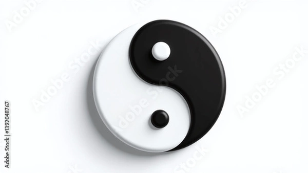 Fototapeta simple yin yang symbol modern black white design perfect spiritual themes isolated white background available