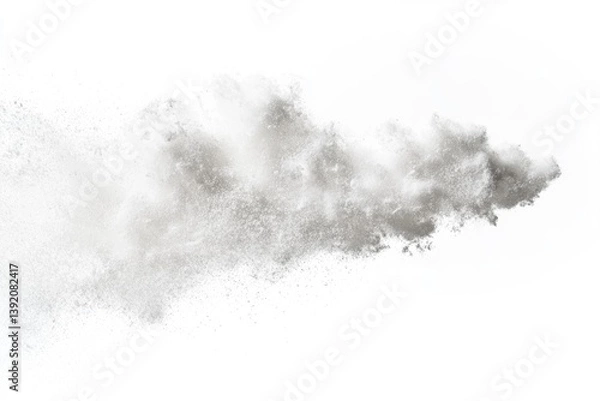 Fototapeta Grey powder explosion isolated on white background, abstract texture.