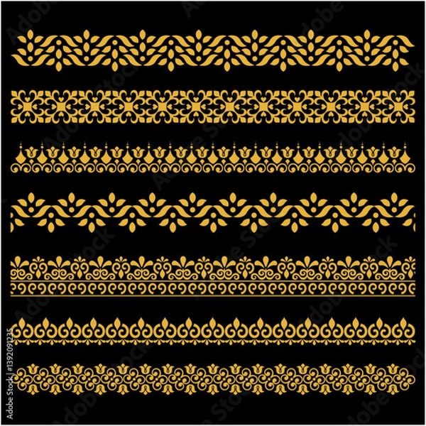 Fototapeta An original vintage-style design featuring an ornate heraldic crest with calligraphic details and a floral filigree pattern used as a horizontal divider