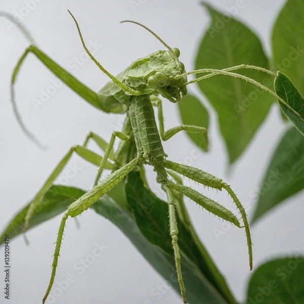 Fototapeta green grasshopper on a leaf