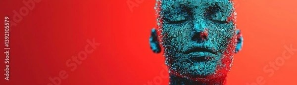 Fototapeta Exploring digital human representation virtual reality 3d art futuristic environment close-up conceptual art