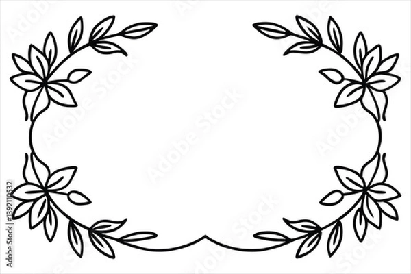 Fototapeta Floral Frame with Pink Lily and Leaf Ornament in Vintage Spring Design