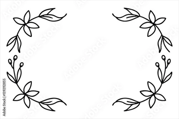 Fototapeta Floral Frame with Pink Lily and Leaf Ornament in Vintage Spring Design