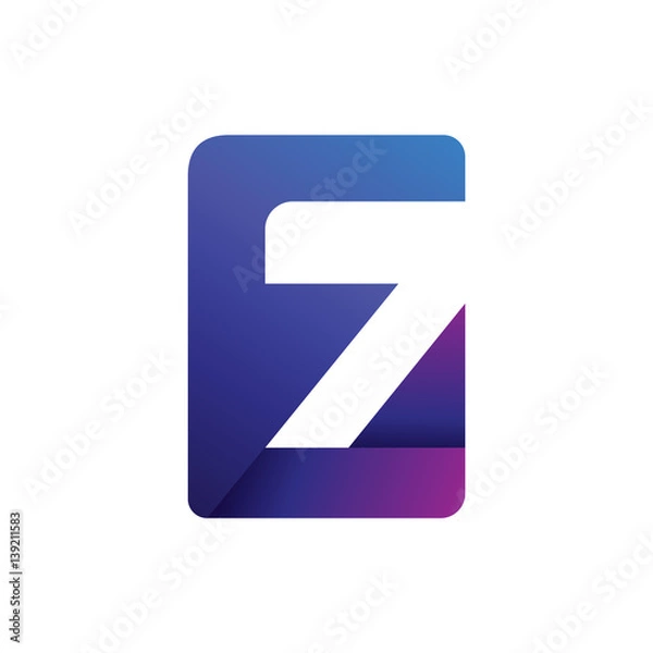 Obraz Vector abstract letter E,Z logo design concept. Origami paper icon set