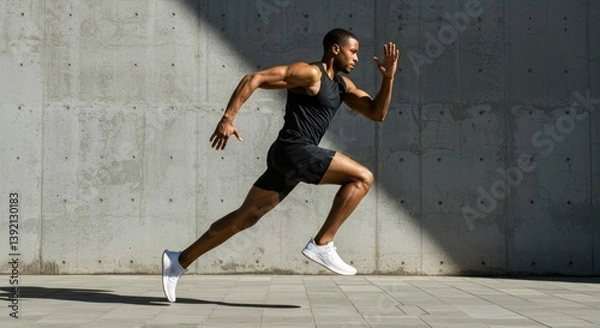 Obraz Mid-Stride Motion: Athlete Running with Precision